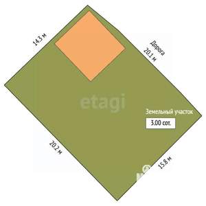 Дом 52м², 2-этажный, участок 3 сот.  