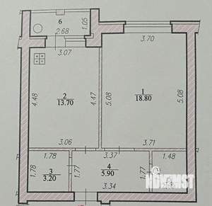 1-к квартира, на длительный срок, 47м2, 5/5 этаж