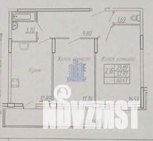 2-к квартира, на длительный срок, 58м2, 1/10 этаж