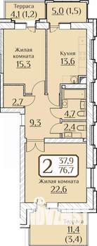 2-к квартира, вторичка, 77м2, 1/9 этаж