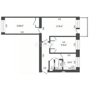 3-к квартира, вторичка, 58м2, 4/5 этаж