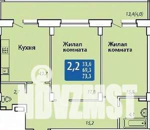2-к квартира, строящийся дом, 73м2, 2/14 этаж