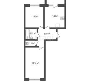 2-к квартира, вторичка, 64м2, 8/9 этаж