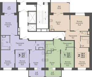 2-к квартира, вторичка, 63м2, 4/16 этаж