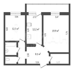 2-к квартира, вторичка, 67м2, 3/7 этаж