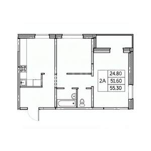 2-к квартира, вторичка, 55м2, 12/24 этаж