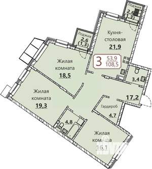 3-к квартира, вторичка, 109м2, 6/8 этаж