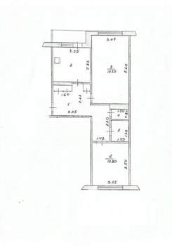 2-к квартира, вторичка, 54м2, 1/5 этаж