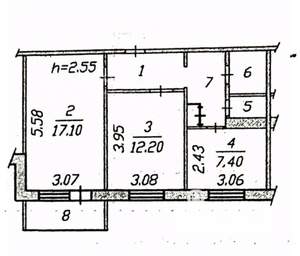 2-к квартира, вторичка, 50м2, 9/9 этаж