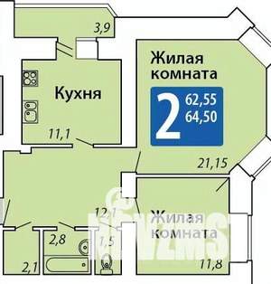 2-к квартира, вторичка, 65м2, 14/16 этаж