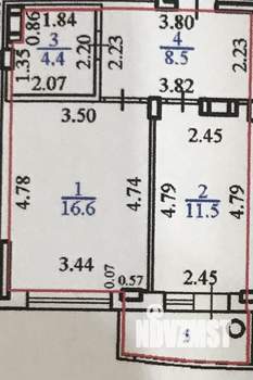 1-к квартира, вторичка, 41м2, 5/9 этаж
