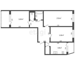 3-к квартира, вторичка, 66м2, 2/10 этаж