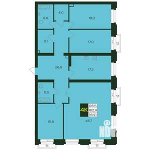 4-к квартира, вторичка, 165м2, 9/9 этаж