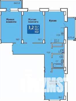 3-к квартира, строящийся дом, 94м2, 7/14 этаж