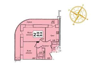 2-к квартира, строящийся дом, 60м2, 14/16 этаж