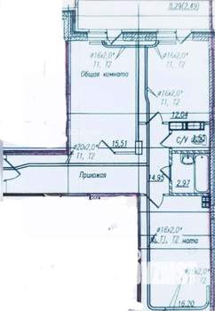 2-к квартира, вторичка, 72м2, 13/16 этаж