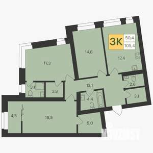 3-к квартира, вторичка, 110м2, 4/8 этаж