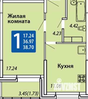 1-к квартира, вторичка, 41м2, 5/10 этаж