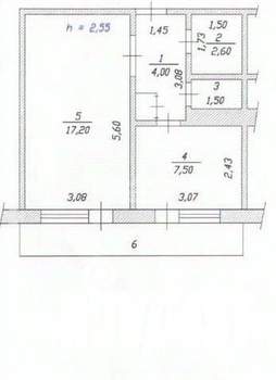 1-к квартира, вторичка, 39м2, 5/5 этаж