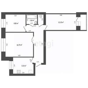 3-к квартира, вторичка, 59м2, 5/10 этаж