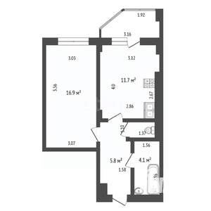 1-к квартира, вторичка, 40м2, 3/7 этаж