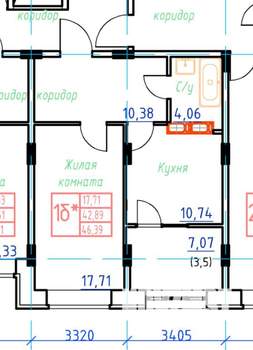 1-к квартира, вторичка, 47м2, 8/18 этаж