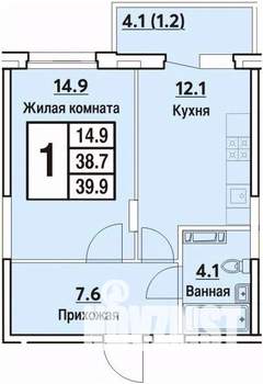 1-к квартира, вторичка, 40м2, 3/9 этаж