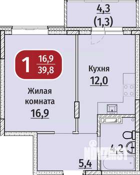 1-к квартира, вторичка, 40м2, 2/9 этаж