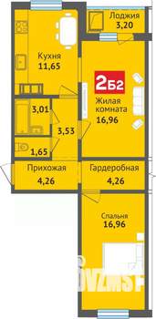 2-к квартира, вторичка, 65м2, 16/16 этаж
