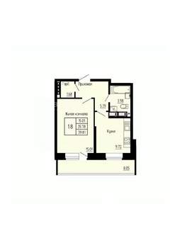 1-к квартира, вторичка, 44м2, 6/13 этаж