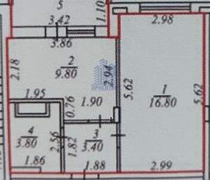 1-к квартира, вторичка, 38м2, 9/9 этаж