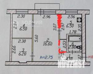 2-к квартира, вторичка, 45м2, 5/5 этаж