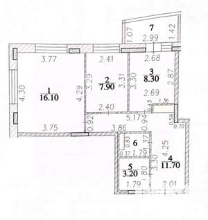 2-к квартира, вторичка, 49м2, 8/16 этаж