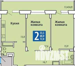 2-к квартира, строящийся дом, 72м2, 9/14 этаж