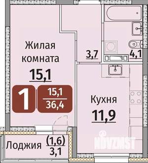 1-к квартира, строящийся дом, 38м2, 8/9 этаж