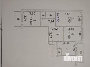 3-к квартира, вторичка, 76м2, 4/5 этаж