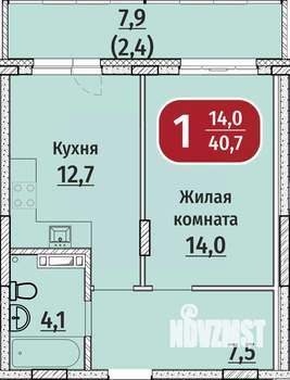 1-к квартира, вторичка, 41м2, 2/9 этаж