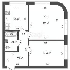 2-к квартира, вторичка, 49м2, 5/7 этаж