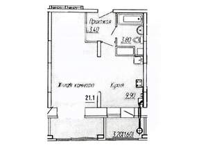 1-к квартира, вторичка, 42м2, 7/14 этаж