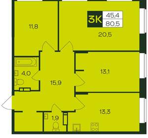 3-к квартира, вторичка, 81м2, 2/12 этаж
