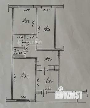 3-к квартира, вторичка, 68м2, 4/5 этаж