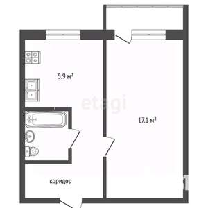 1-к квартира, вторичка, 30м2, 3/5 этаж