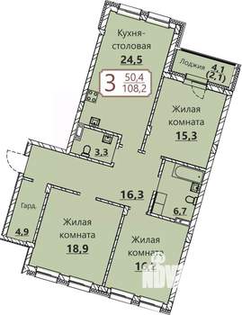 3-к квартира, вторичка, 108м2, 1/8 этаж