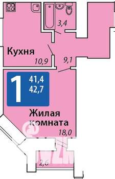 1-к квартира, вторичка, 43м2, 10/16 этаж