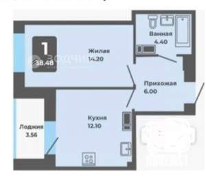 1-к квартира, вторичка, 38м2, 5/14 этаж