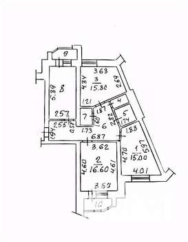 3-к квартира, вторичка, 86м2, 6/9 этаж