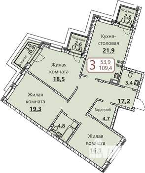 3-к квартира, вторичка, 109м2, 4/8 этаж