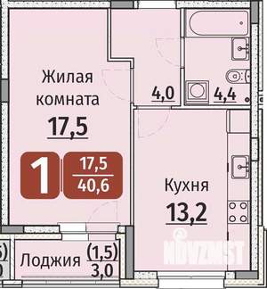 1-к квартира, строящийся дом, 42м2, 1/9 этаж