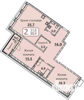 2-к квартира, вторичка, 89м2, 3/8 этаж