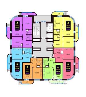 2-к квартира, строящийся дом, 65м2, 11/13 этаж